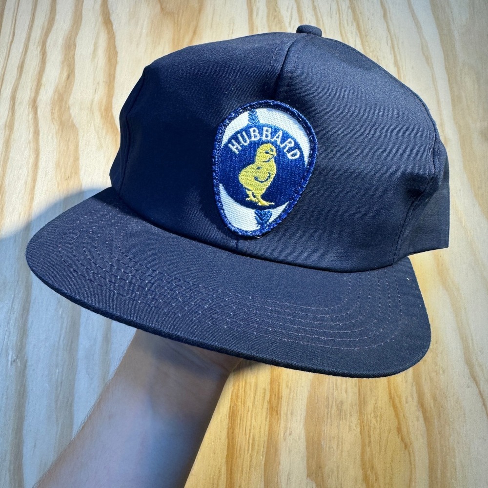 Hubbard Mens Navy Blue Vintage Chick Logo Patch Snapback Trucker Hat OSFM